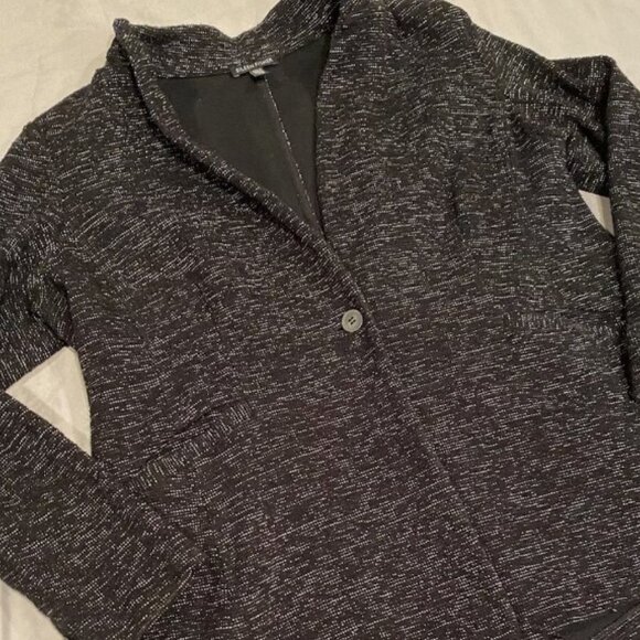 Eileen Fisher Black White One Button Front Blazer Jacket Womens L Organic Cotton - Picture 3 of 6